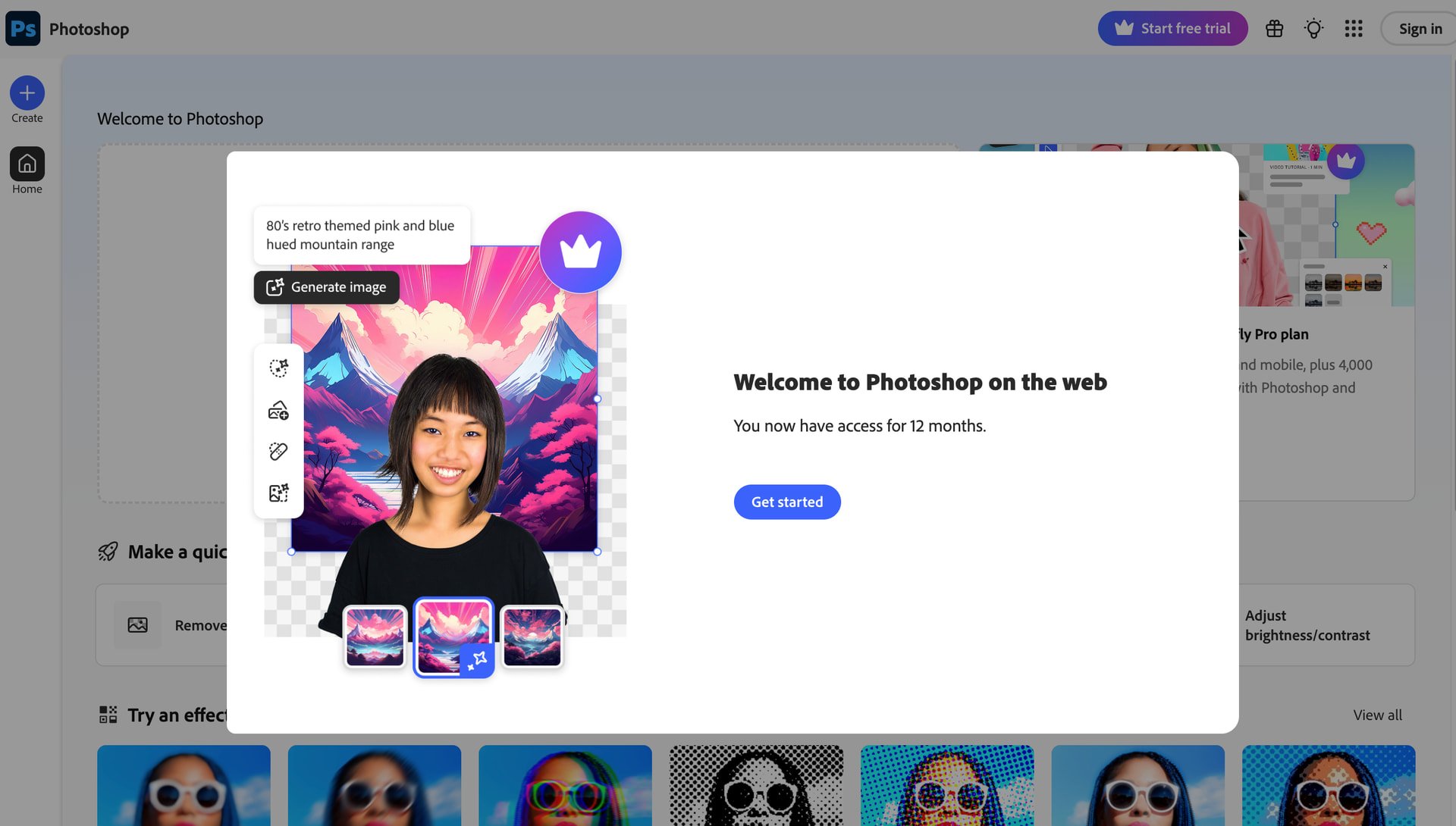 速领!白嫖12个月 Adobe Photoshop Web,支持AI生成